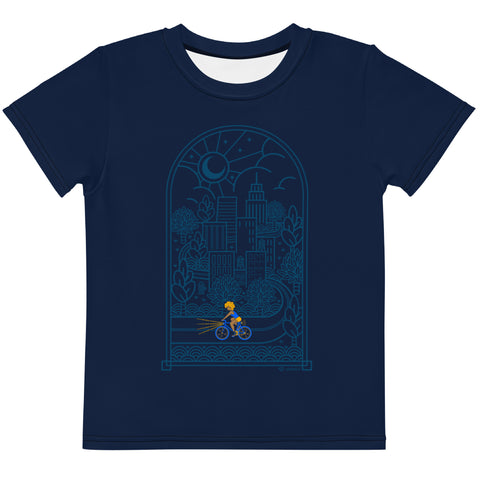 Night Rides Cityscape - Kids crew neck t-shirt